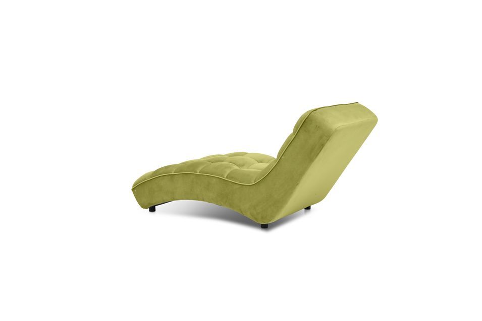 Chaise longue d'intérieur design velours vert anis capitonné Rikal - Photo n°8