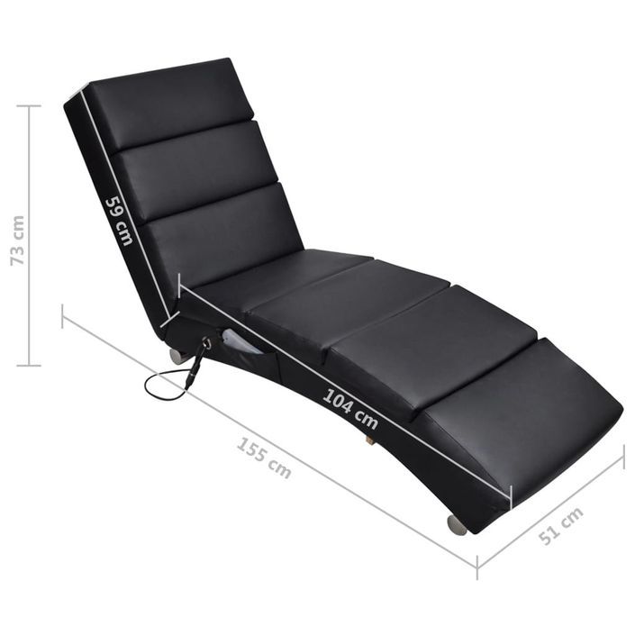 Chaise longue de massage Noir Similicuir - Photo n°5