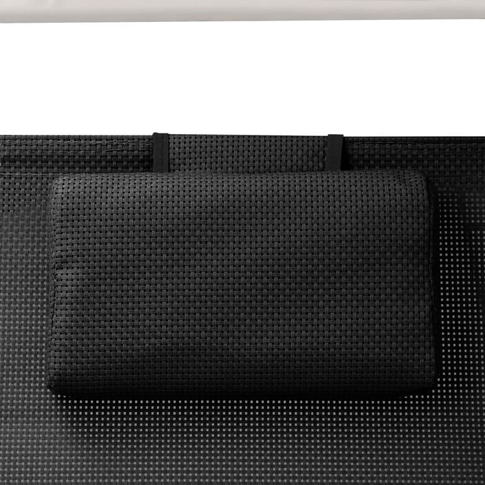 Chaise longue double avec auvent Textilène Noir - Photo n°5
