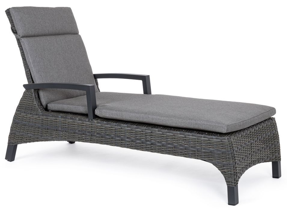 Chaise longue en aluminium anthracite avec coussins Ben - Photo n°1