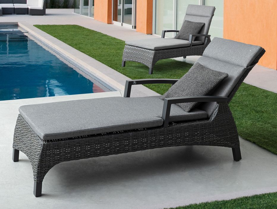 Chaise longue en aluminium anthracite avec coussins Ben - Photo n°2