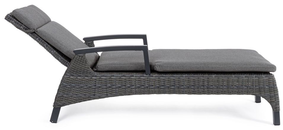 Chaise longue en aluminium anthracite avec coussins Ben - Photo n°3