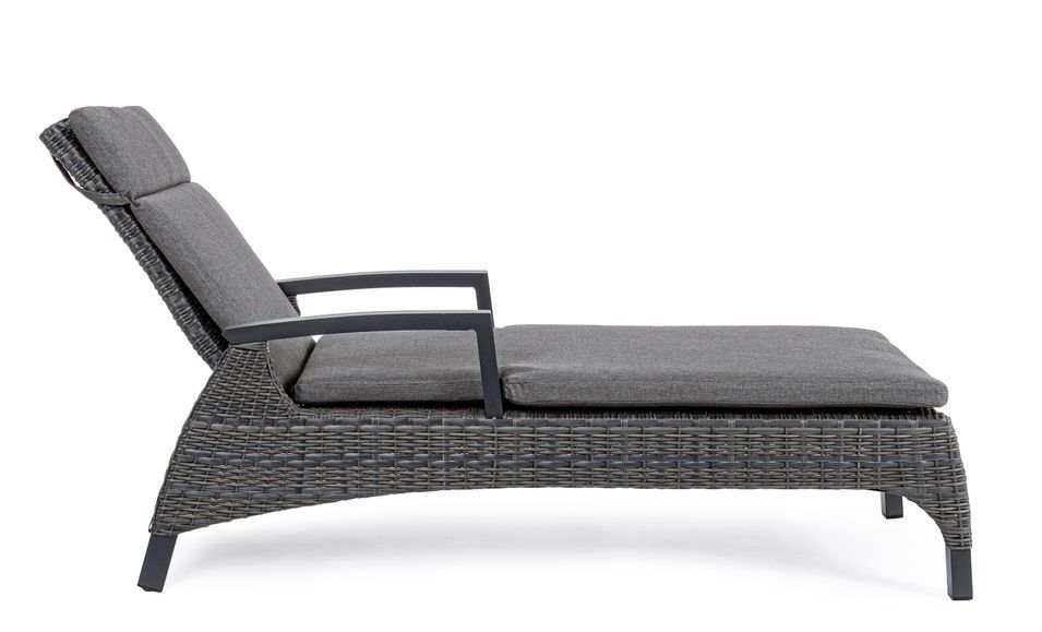 Chaise longue en aluminium anthracite avec coussins Ben - Photo n°4