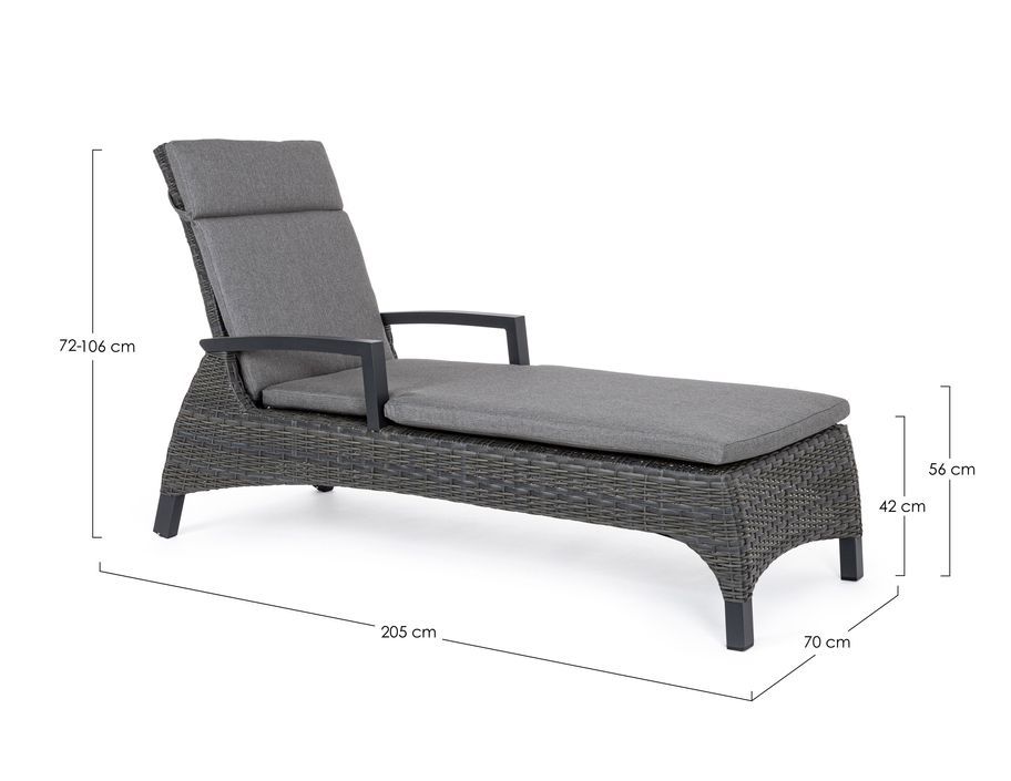 Chaise longue en aluminium anthracite avec coussins Ben - Photo n°9