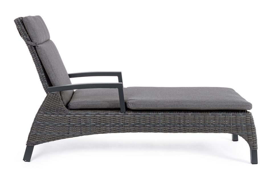 Chaise longue en aluminium anthracite avec coussins Ben - Photo n°10