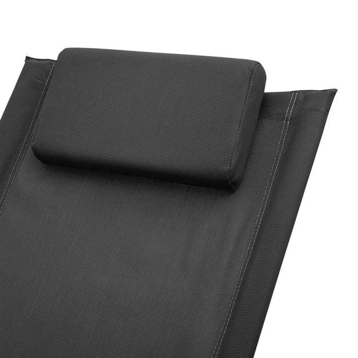 Chaise longue enfant textilène noir et métal gris Ardec - Photo n°5