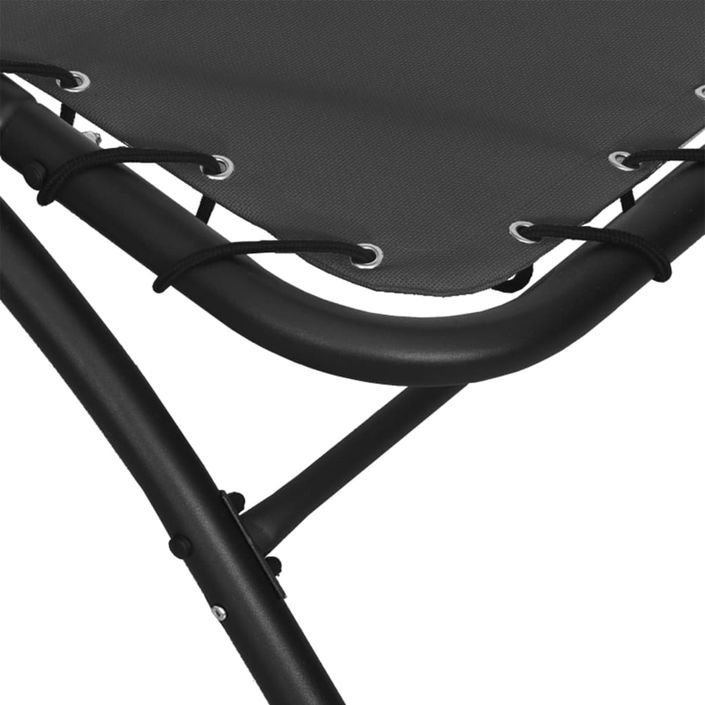 Chaise longue et auvent gris foncé 167x80x195 cm tissu et acier - Photo n°5