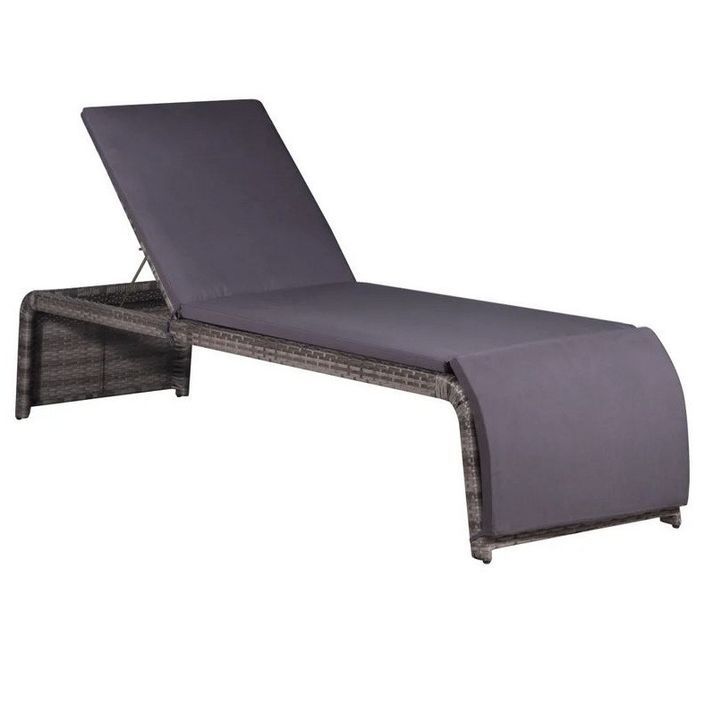 Chaise longue et table polyester et résine tressée gris Lafat - Photo n°2