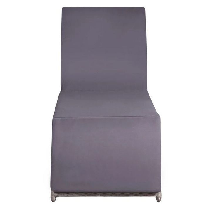 Chaise longue et table polyester et résine tressée gris Lafat - Photo n°5