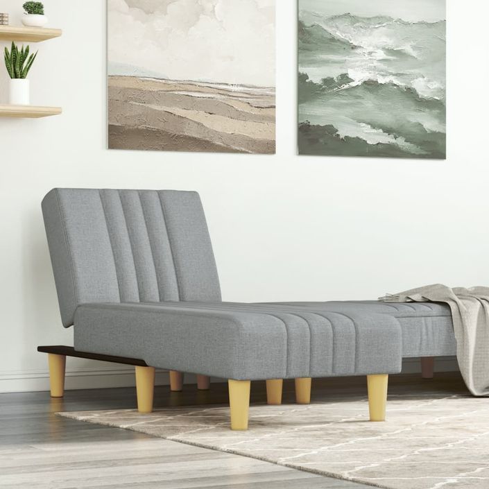 Chaise longue gris clair tissu - Photo n°1