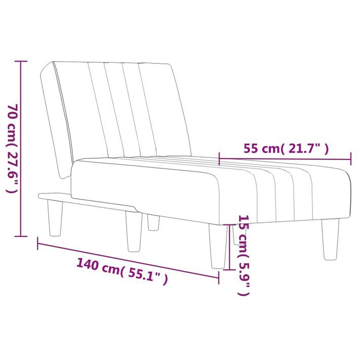 Chaise longue gris clair tissu - Photo n°9