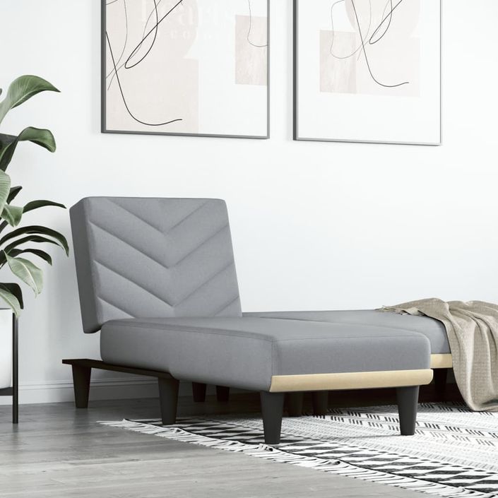 Chaise longue gris clair tissu - Photo n°1