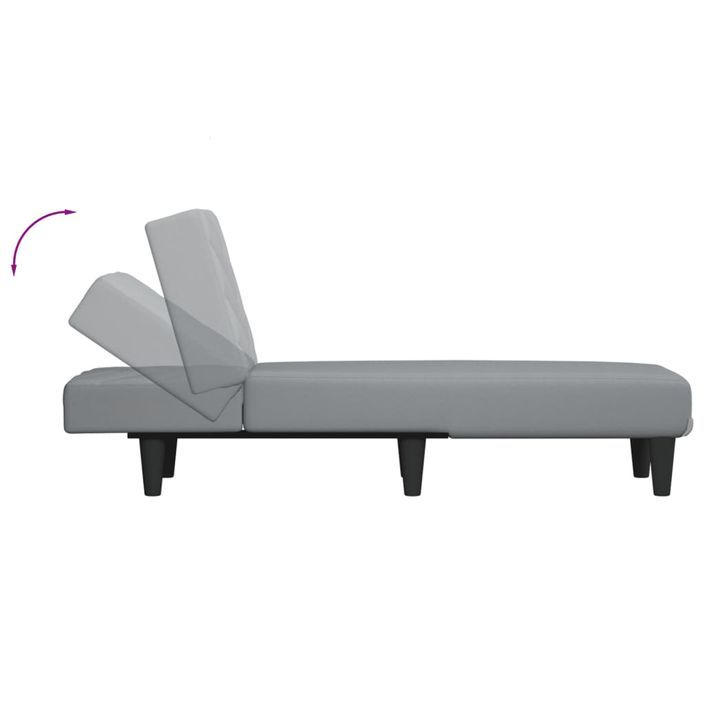 Chaise longue gris clair tissu - Photo n°6