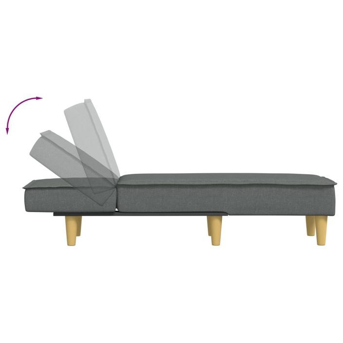 Chaise longue gris foncé tissu - Photo n°6