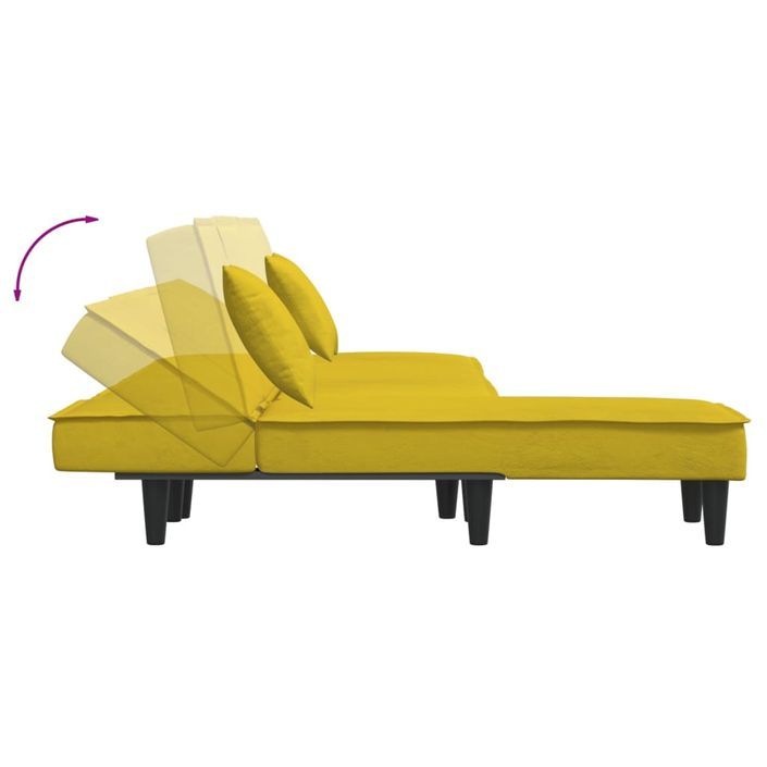 Chaise longue jaune velours - Photo n°6