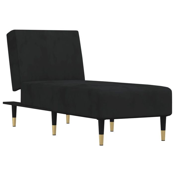 Chaise longue noir velours - Photo n°2