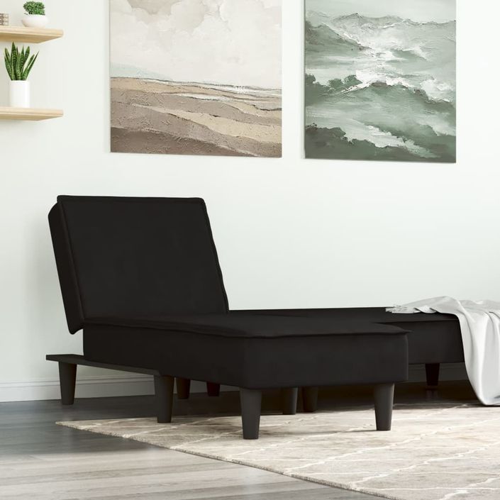 Chaise longue noir velours - Photo n°1