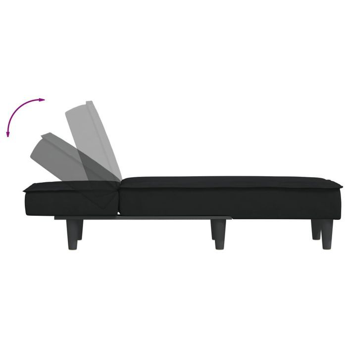 Chaise longue noir velours - Photo n°6