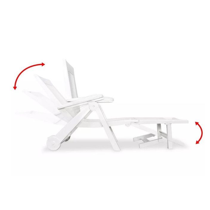 Chaise longue pliable avec repose-pieds plastique blanc Bouka - Photo n°4