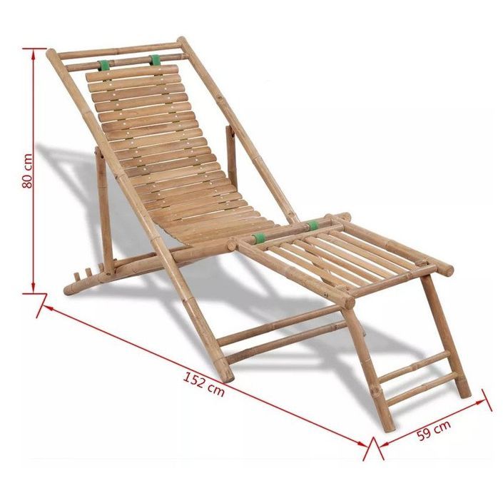 Chaise longue pliable bambou Maboun - Photo n°4