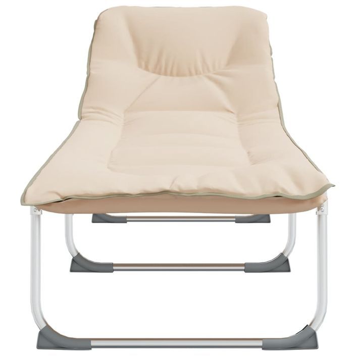 Chaise longue pliable beige tissu - Photo n°3