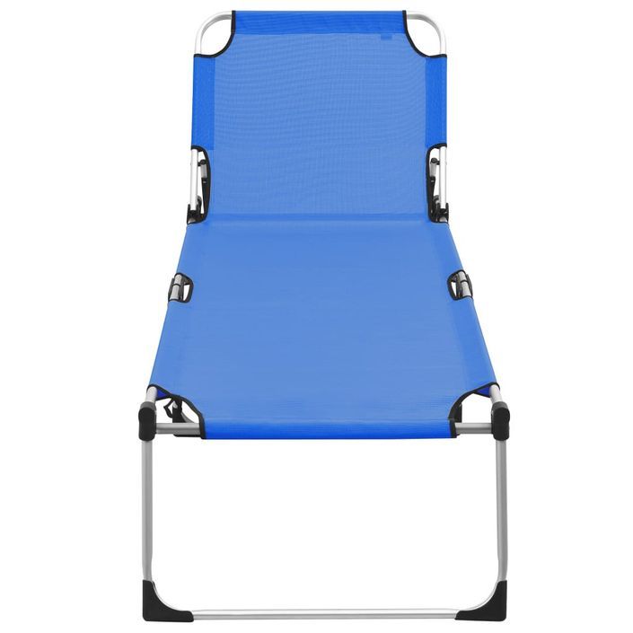 Chaise longue pliable extra haute pour seniors Bleu Aluminium - Photo n°3