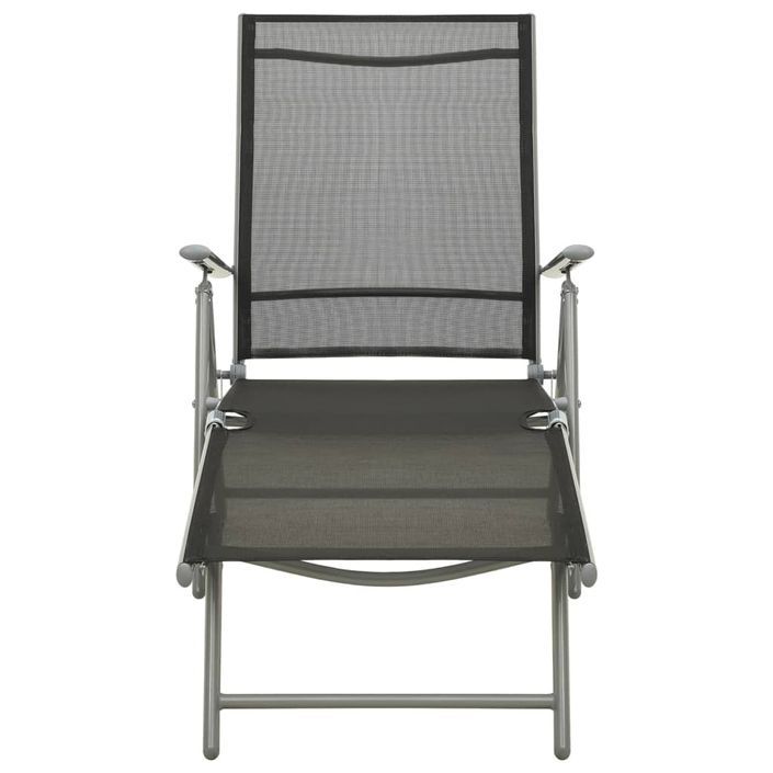 Chaise longue pliable Textilène et aluminium Noir et argenté - Photo n°2