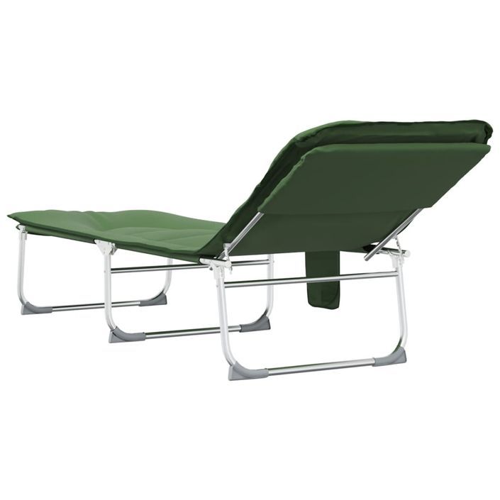 Chaise longue pliable vert foncé tissu - Photo n°5