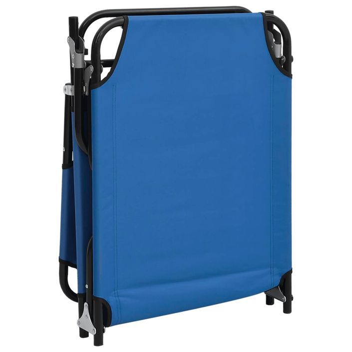 Chaise longue pliante bleu tissu oxford acier enduit de poudre - Photo n°7