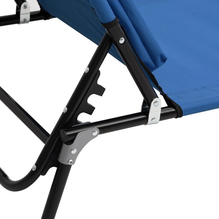 Chaise longue pliante bleu tissu oxford acier enduit de poudre - Photo n°9