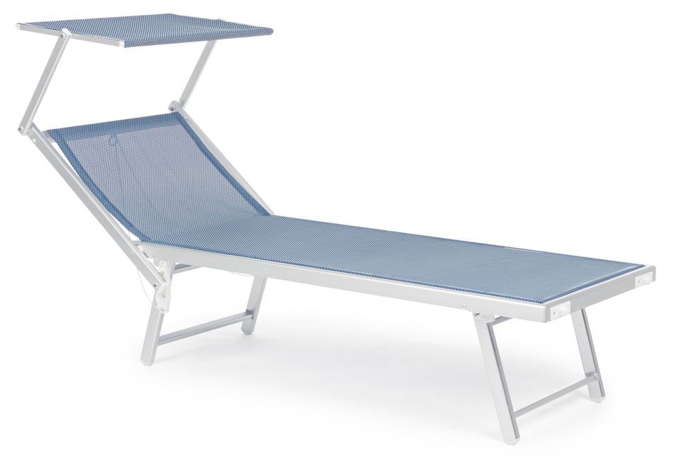 Chaise longue pliante en aluminium bleu Jorgia - Lot de 2 - Photo n°1