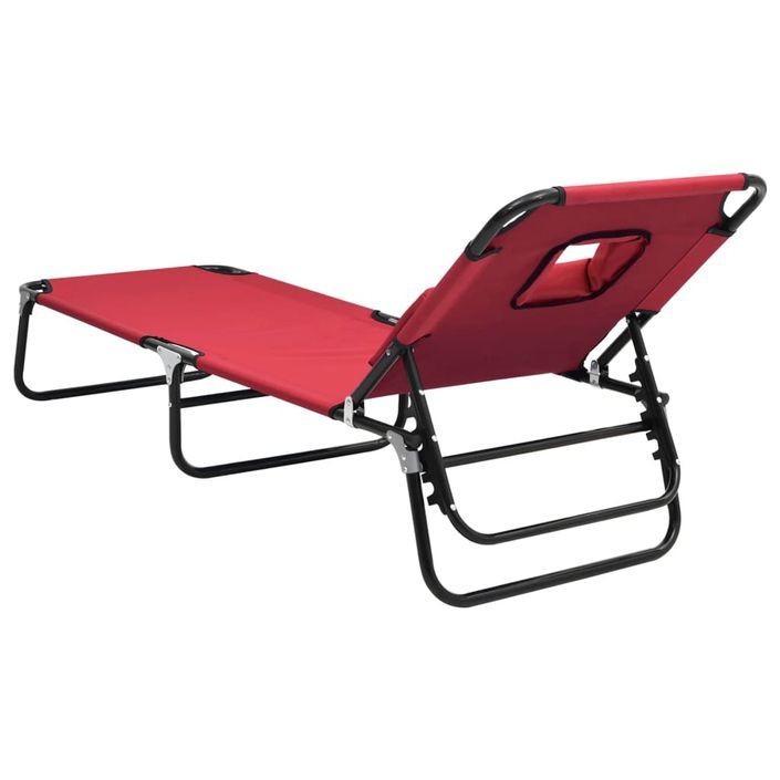 Chaise longue pliante rouge tissu oxford acier enduit de poudre - Photo n°5