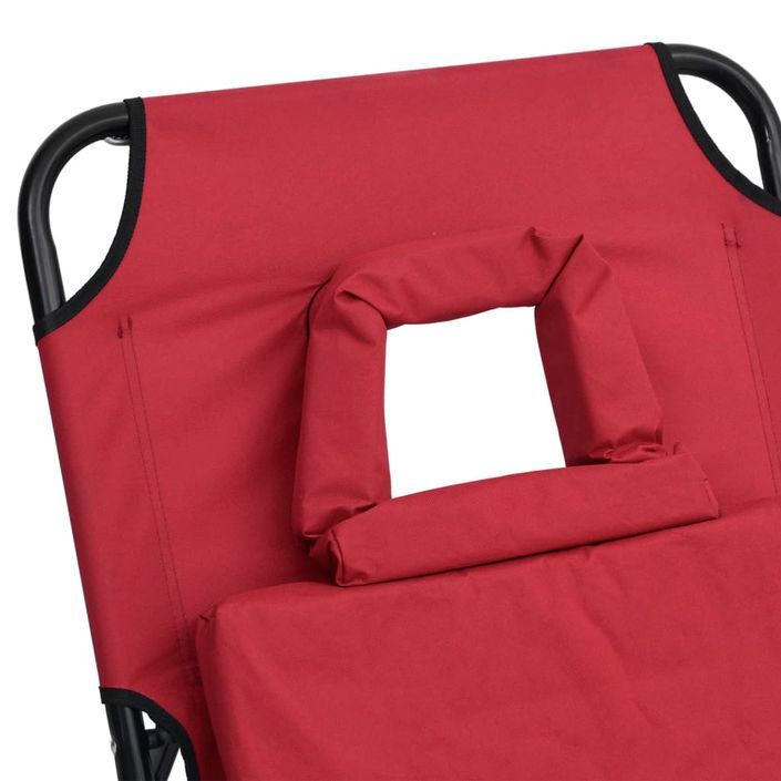 Chaise longue pliante rouge tissu oxford acier enduit de poudre - Photo n°8