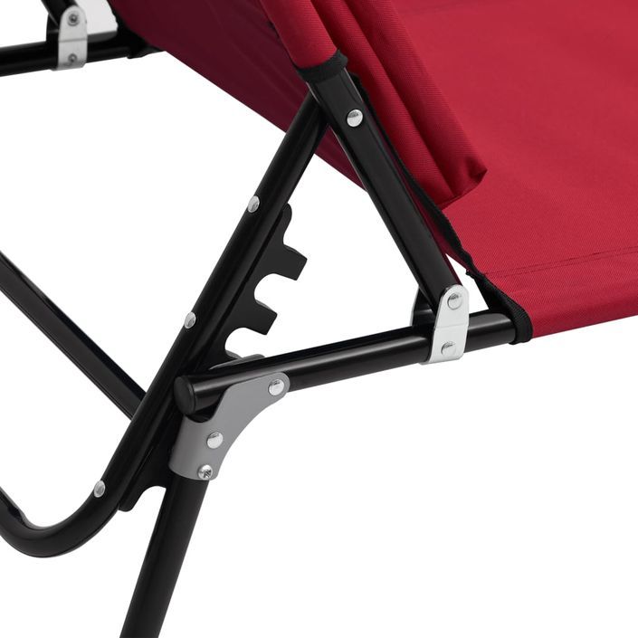 Chaise longue pliante rouge tissu oxford acier enduit de poudre - Photo n°9
