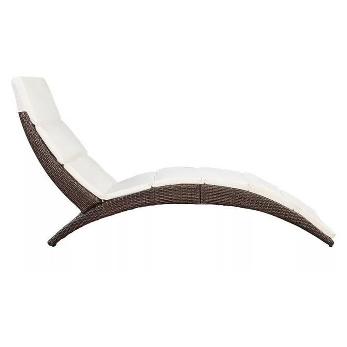 Chaise longue pliante tissu blanc et résine marron Manap - Photo n°2