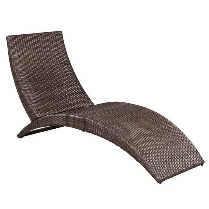 Chaise longue pliante tissu blanc et résine marron Manap - Photo n°3