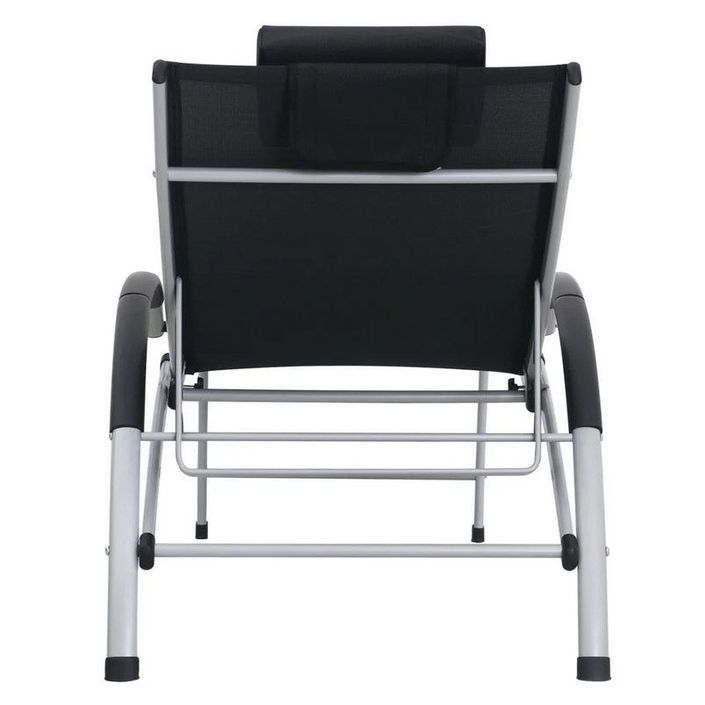 Chaise longue textilène noir et métal argenté Pinku - Photo n°3