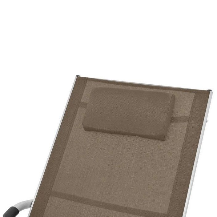 Chaise longue textilène taupe et métal gris Lensar - Photo n°3