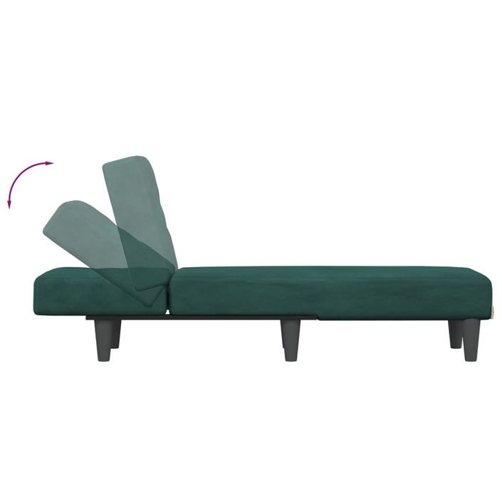 Chaise longue vert foncé velours - Photo n°6