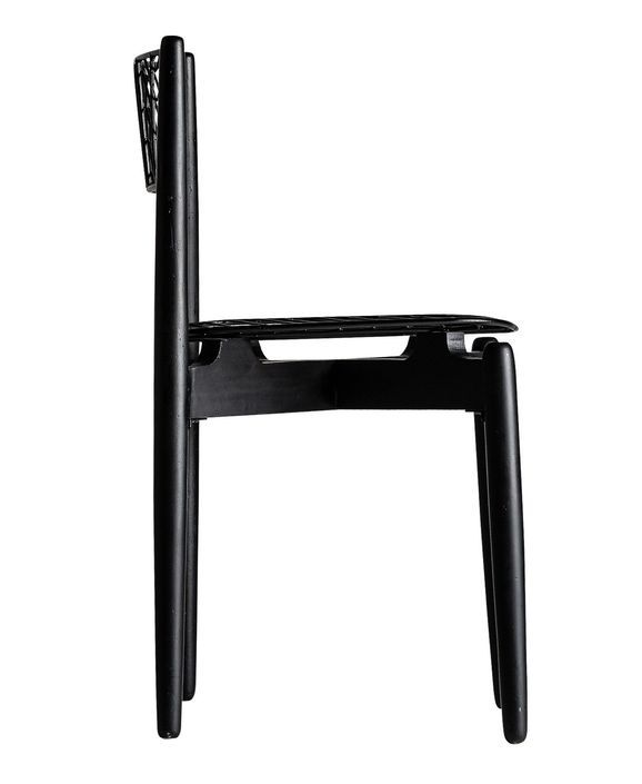Chaise mahogany massif noir et assise métal Lial - Photo n°4