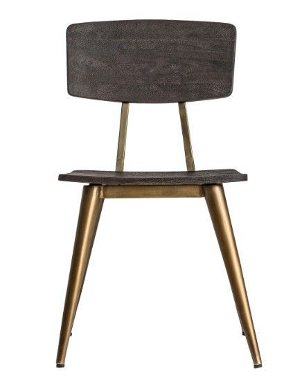 Chaise manguier massif noir et pieds métal doré Perko - Lot de 2 - Photo n°3