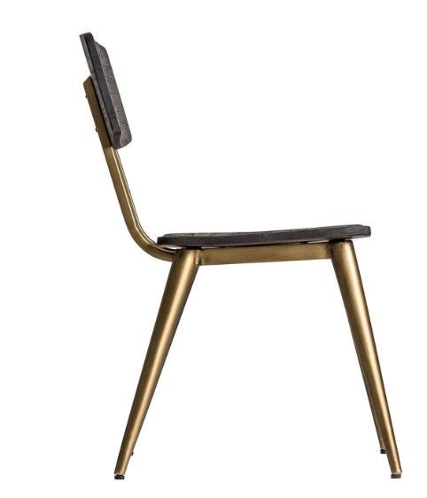Chaise manguier massif noir et pieds métal doré Perko - Lot de 2 - Photo n°4