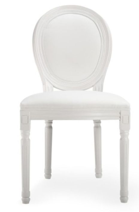 Chaise médaillon bois blanc et simili blanc Louis XVI - Lot de 2 - Photo n°2