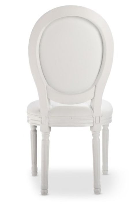 Chaise médaillon bois blanc et simili blanc Louis XVI - Lot de 2 - Photo n°4