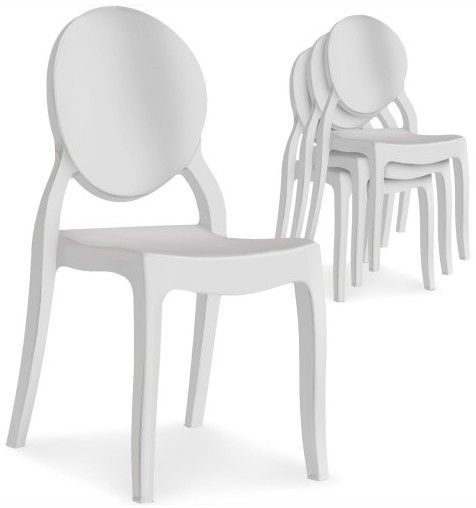 Chaise médaillon polypropylène blanc Darius - Lot de 4 - Photo n°1