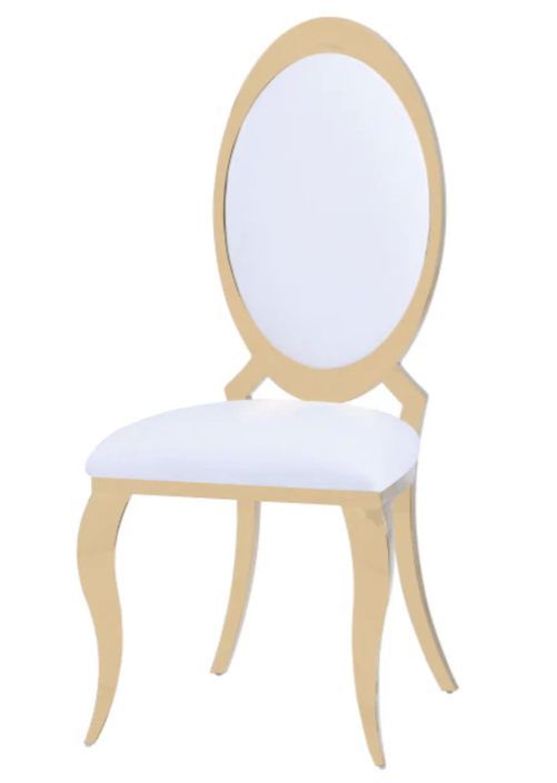 Chaise médaillon simili cuir et pieds métal doré effet miroir Joliva - Lot de 4 - Photo n°1