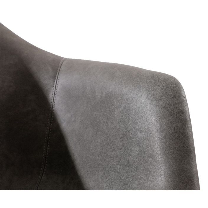 Chaise métal noir laqué et simili cuir bordeaux Karry - Photo n°2