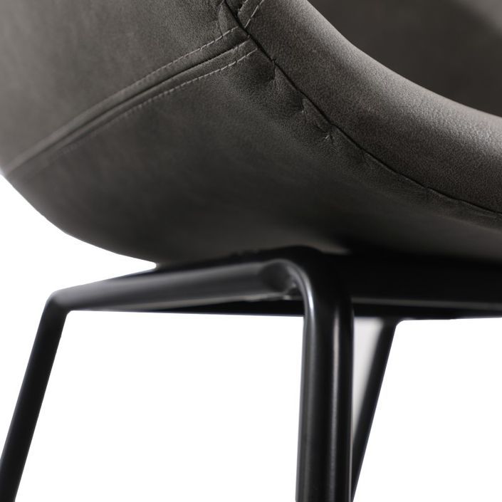 Chaise métal noir laqué et simili cuir bordeaux Karry - Photo n°3