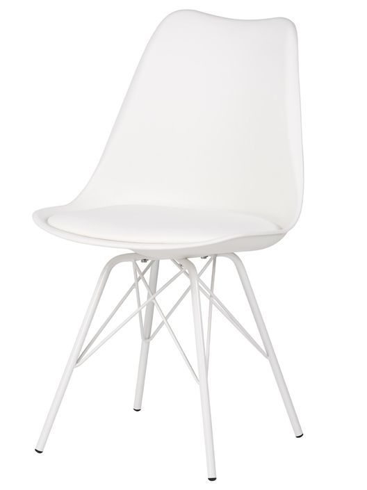 Chaise moderne assise similicuir blanc et pieds métal blanc Kinda - Photo n°1
