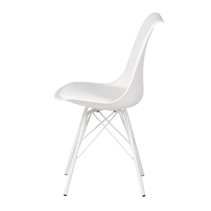 Chaise moderne assise similicuir blanc et pieds métal blanc Kinda - Photo n°4